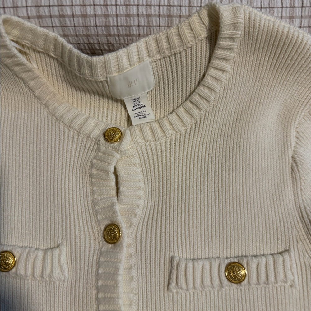 H&M Cream Ribbed Knit Button-Front Mini Dress - Picture 3 of 12